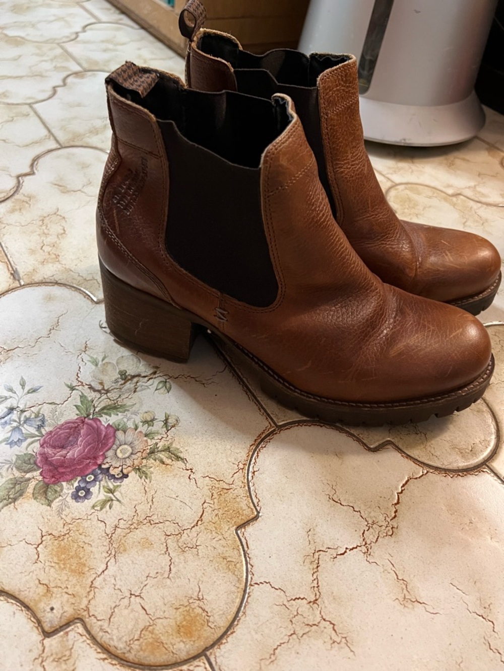 Women's Brown Leather Ankle Bullboxet Chelsea Boots